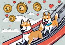 Various meme coins (like dogecoin and shiba inu coin) on a rollercoaster